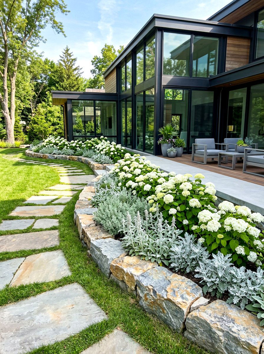 Quartzite Rock Edging - 30 rock border garden ideas
