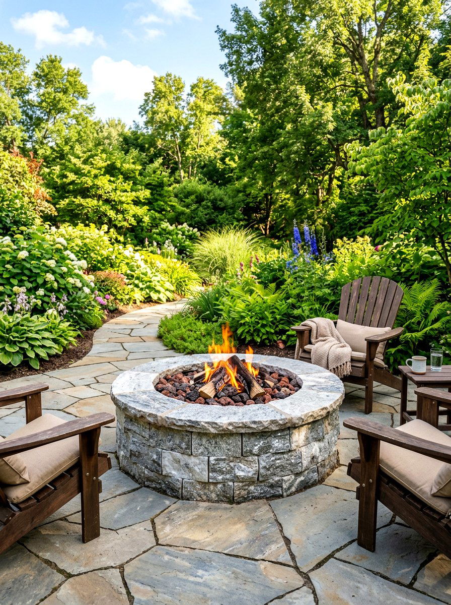 Quartzite Stone Fire Pit - 30 stone fire pit ideas