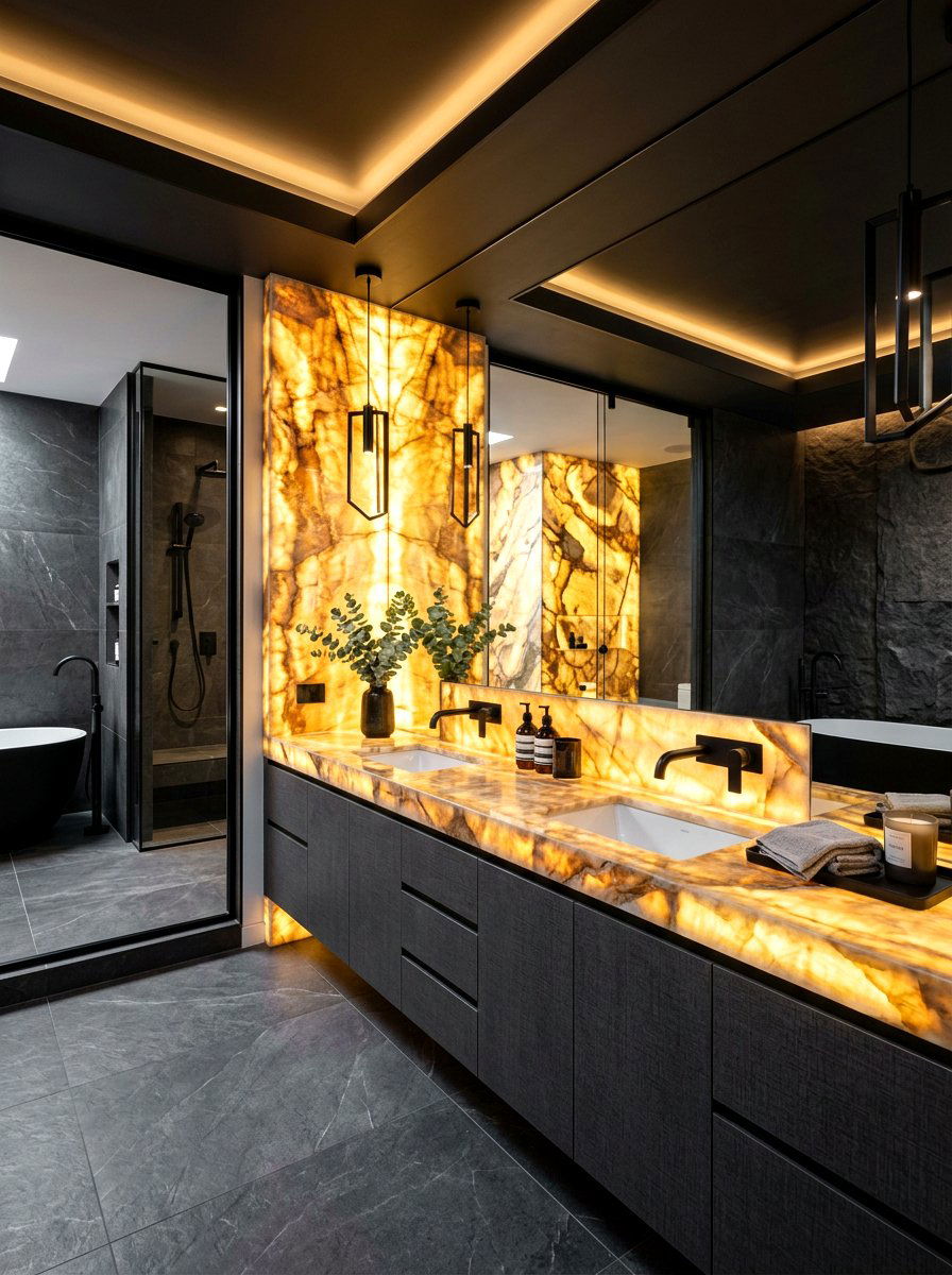 Quartzite bathroom vanity - 30 stone inspired bathroom ideas