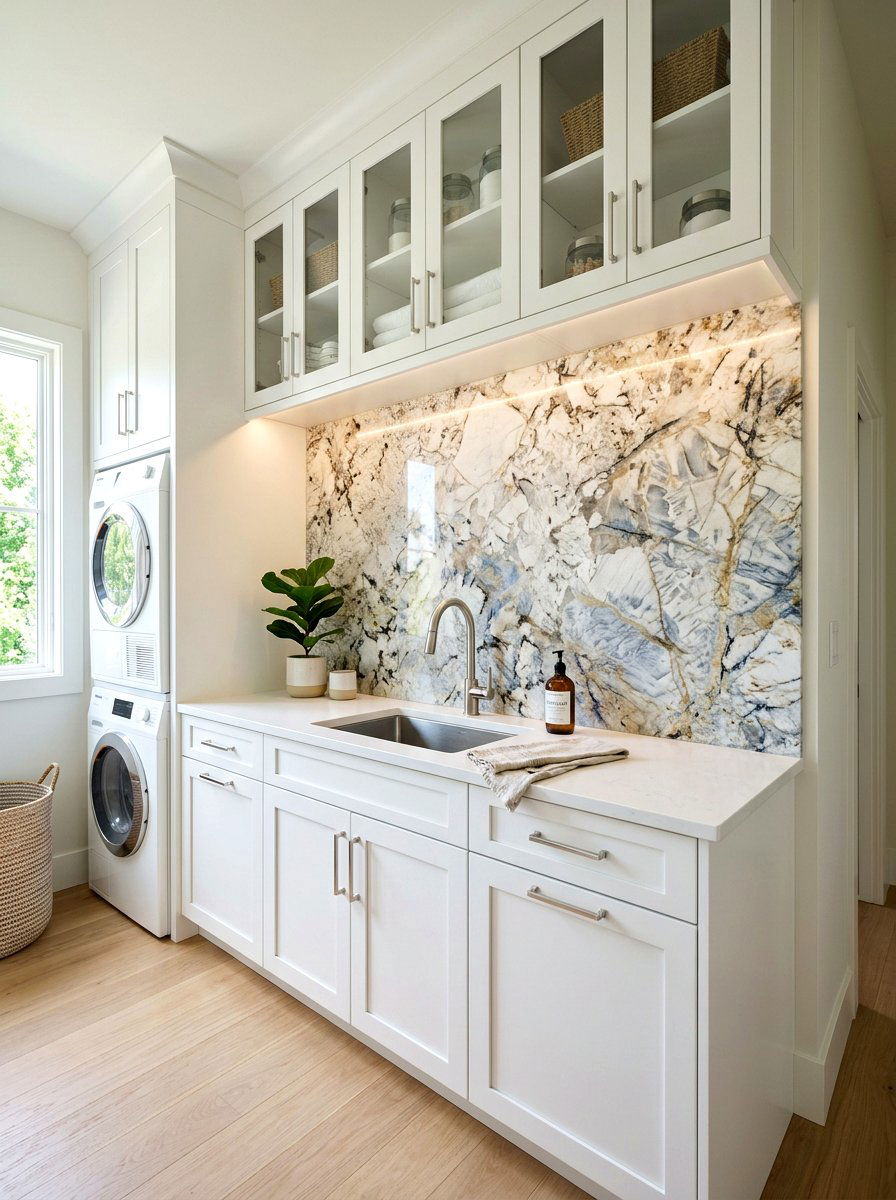Quartzite laundry backsplash - 30 laundry room backsplash ideas