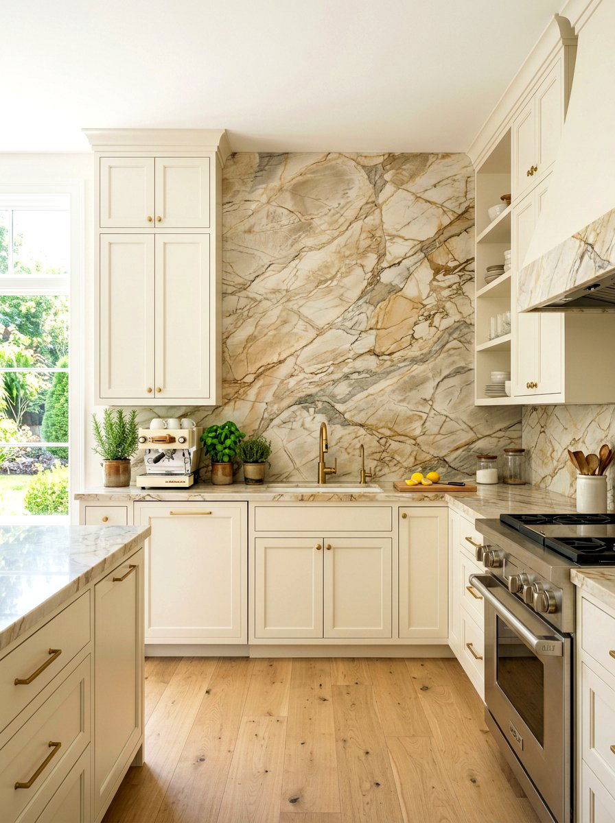 Quartzite slab backsplash - 30 slab stone backsplash ideas