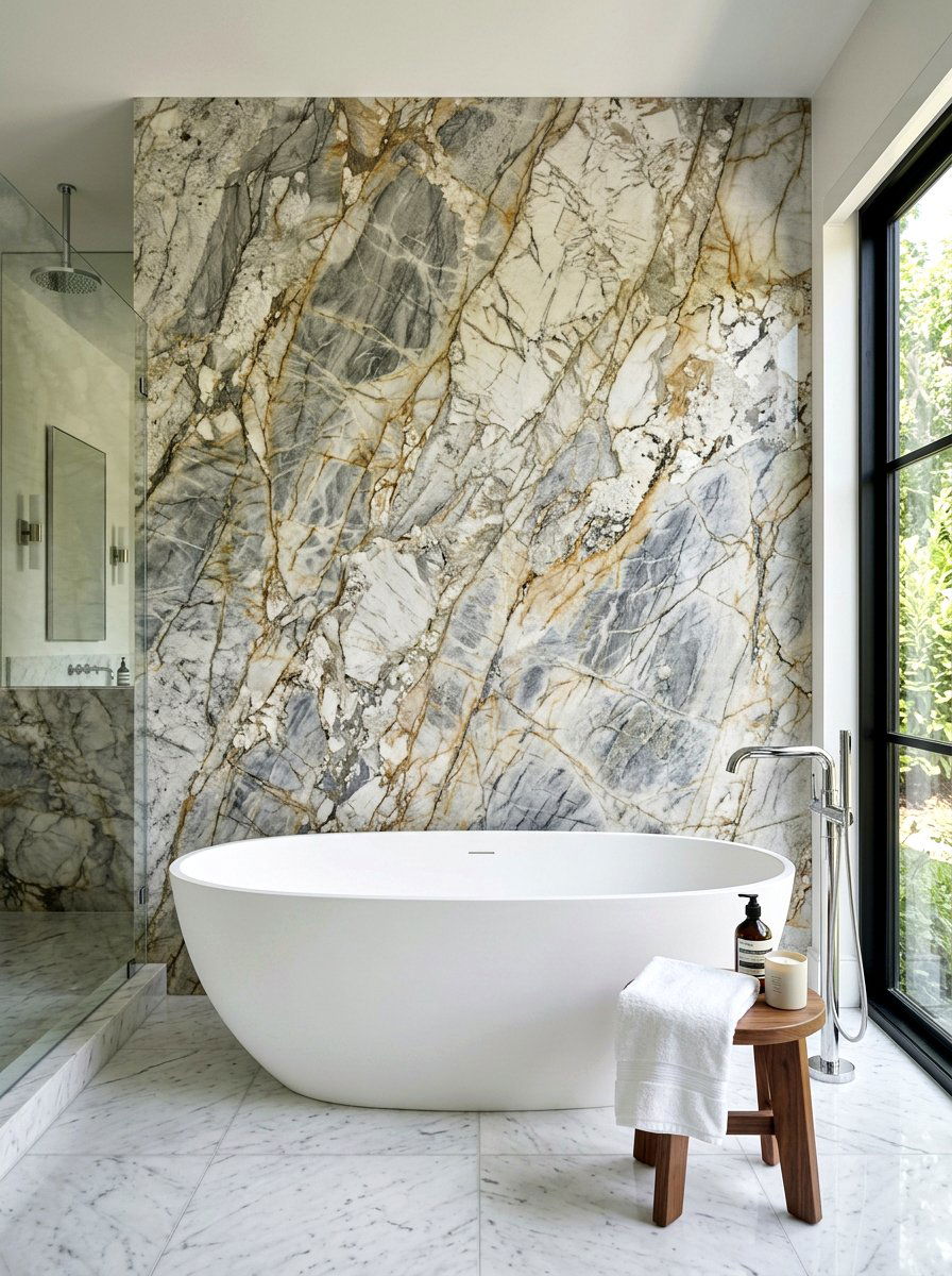 Quartzite slab surround - 30 tub surround ideas