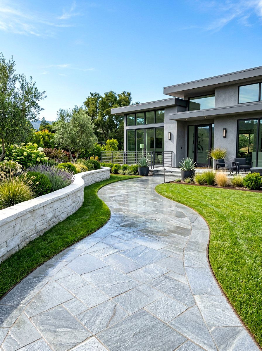 Quartzite stone path - 30 narrow side yard path ideas