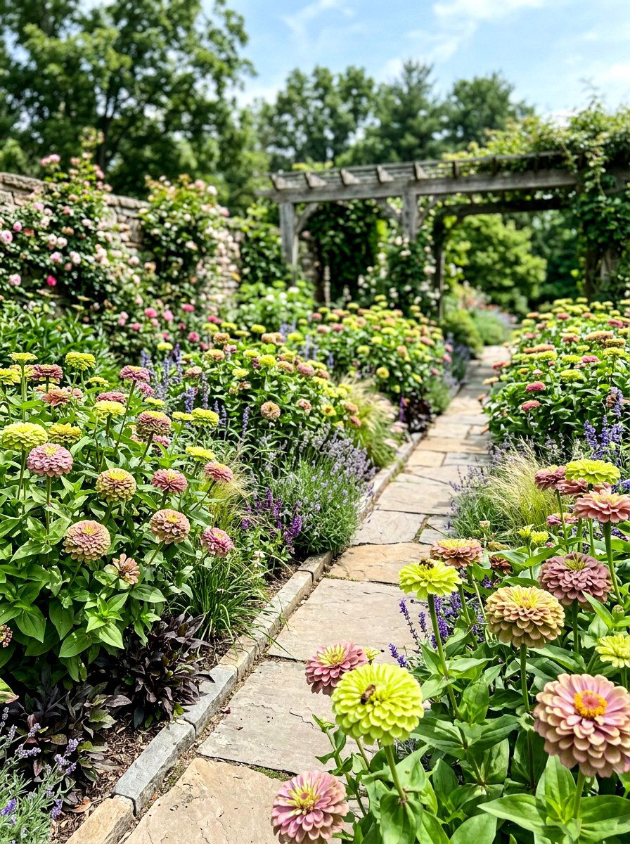 Queen Lime Zinnia Garden - 30 zinnia garden ideas