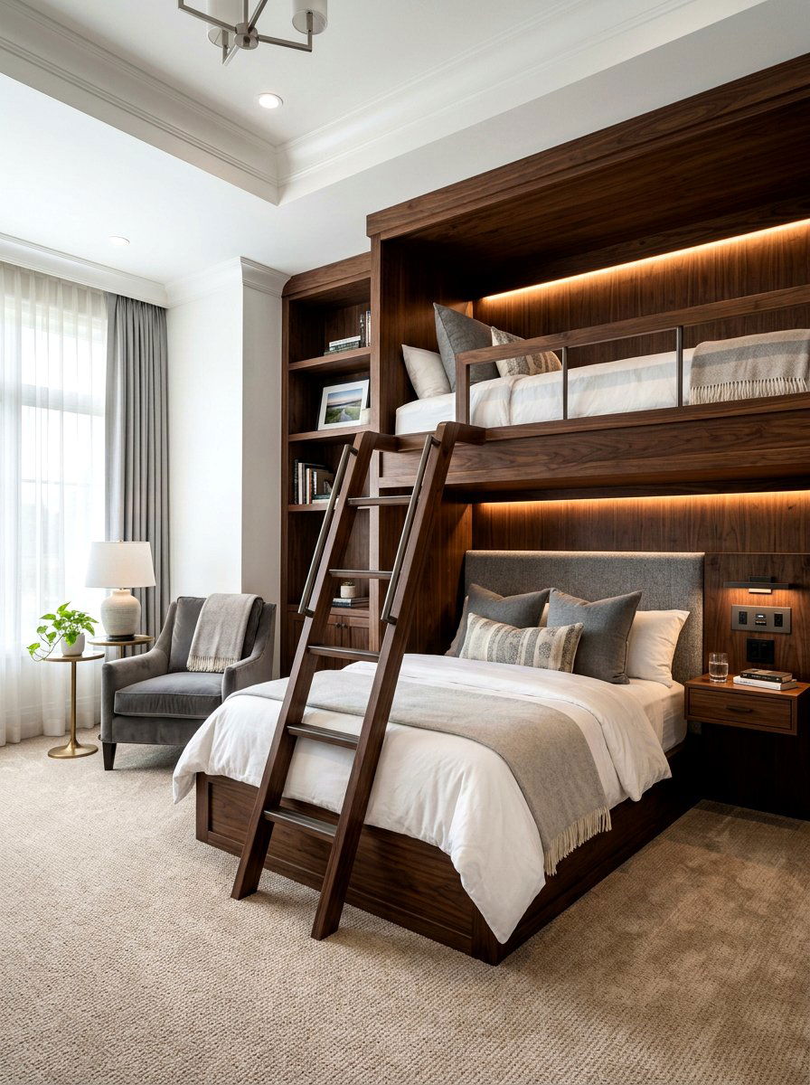 Queen Over Queen Built In Bunk Beds - 30 built in bunk room ideas