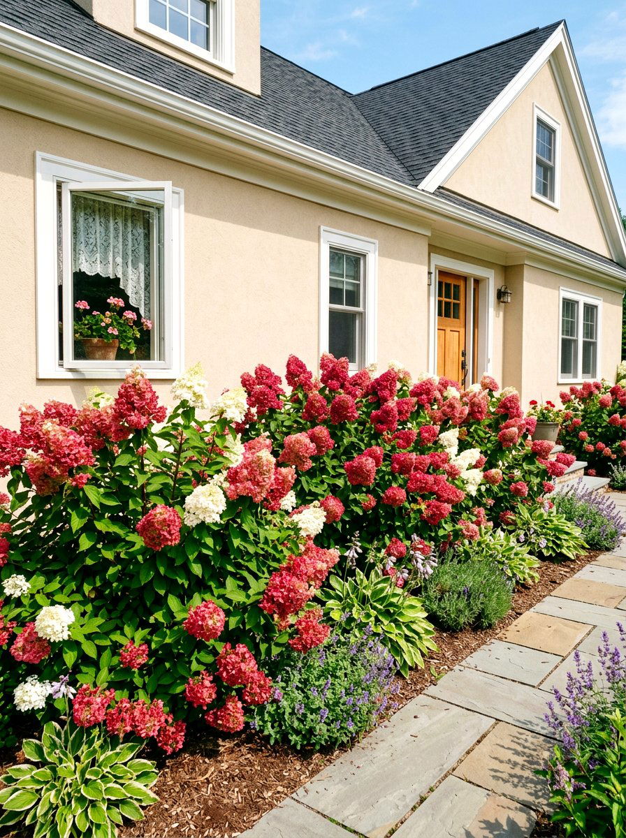 Quick Fire Hydrangea - 30 hydrangea foundation planting ideas
