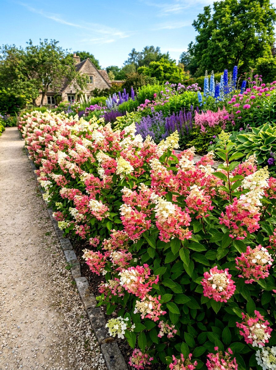 Quick fire hydrangea early bloom hedge - 30 hydrangea hedge ideas