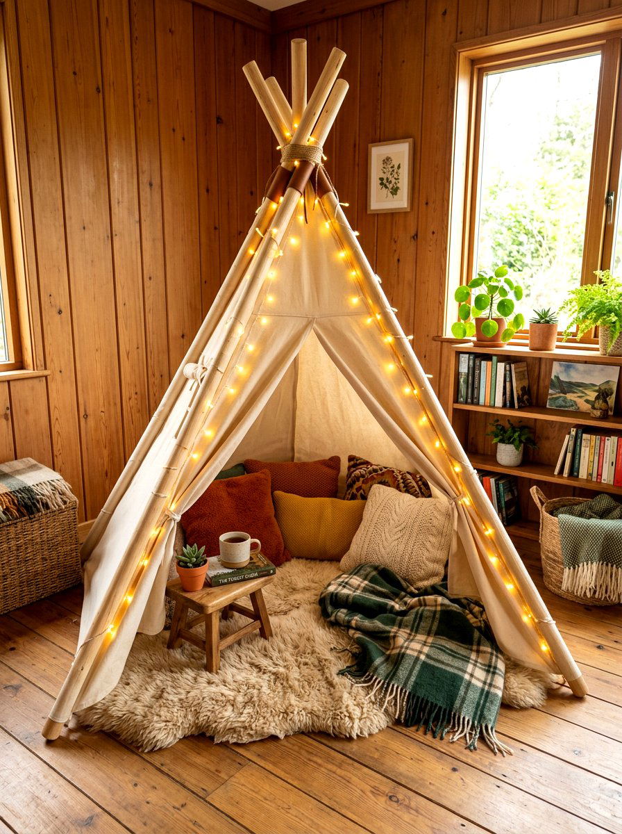 Quiet Time Teepee Tent Hideaway - 30 Montessori playroom ideas