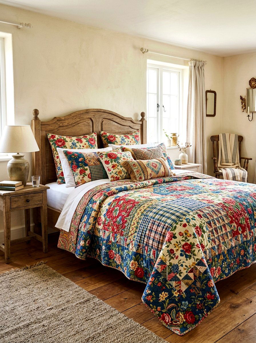 Quilted Bedding Sets - 30 cottage home decor ideas