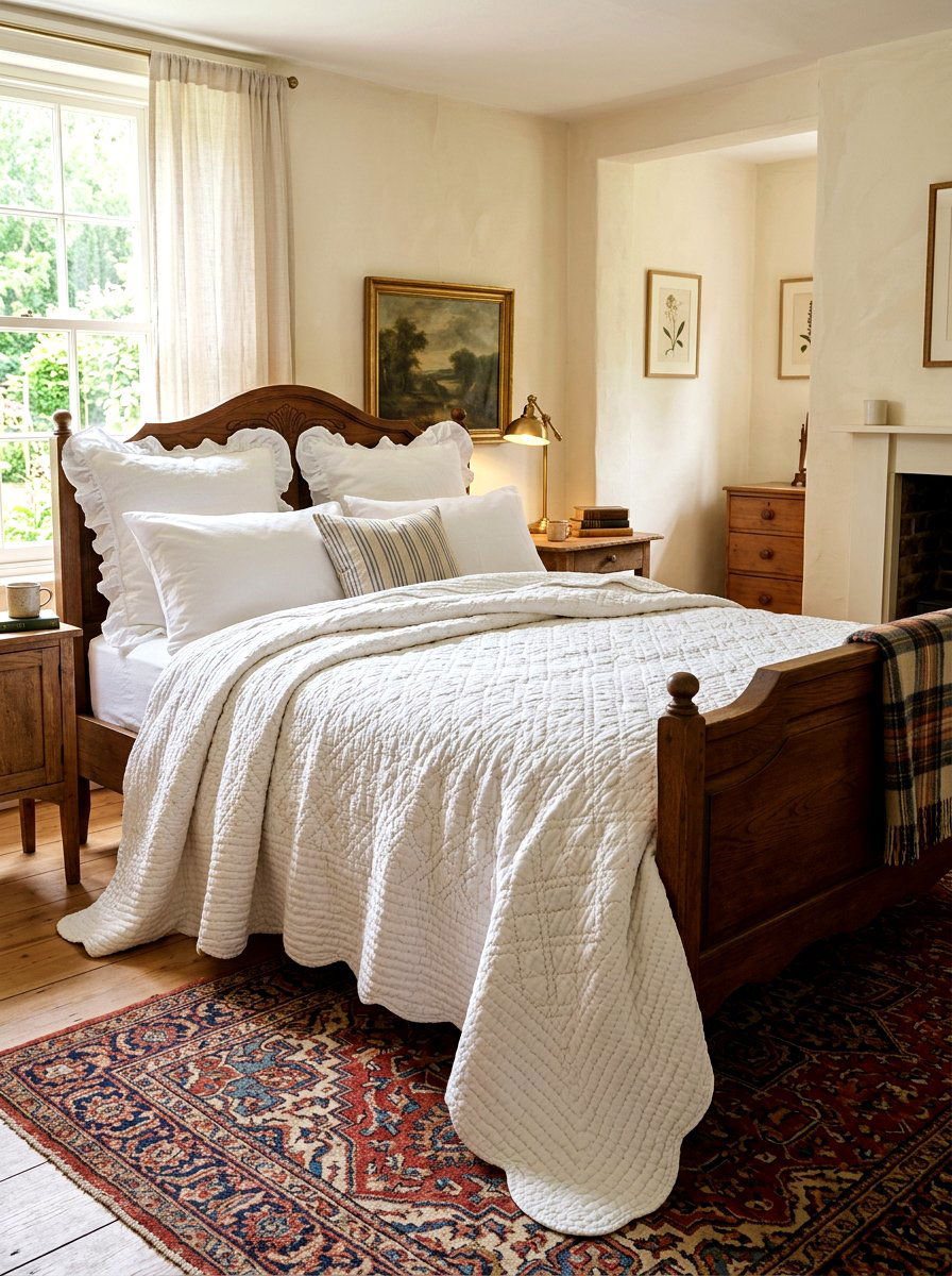 Quilted Bedspread Bedding - 30 French cottage decor ideas