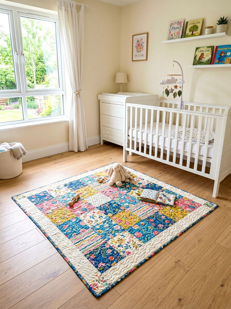 Quilted Play Mat - 30 soft heirloom nursery ideas