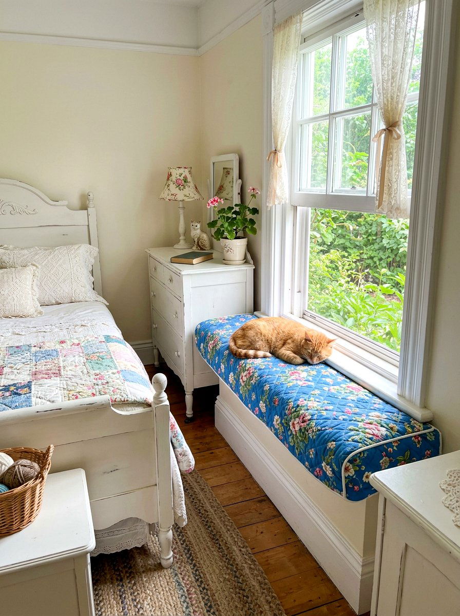 Quilted cat window cover - 30 cat window perch ideas