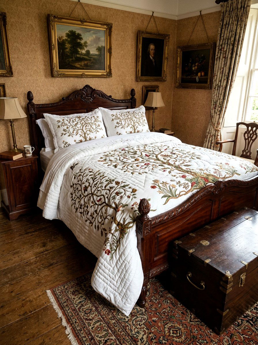 Quilted heirloom duvet - 30 embroidered bedding ideas