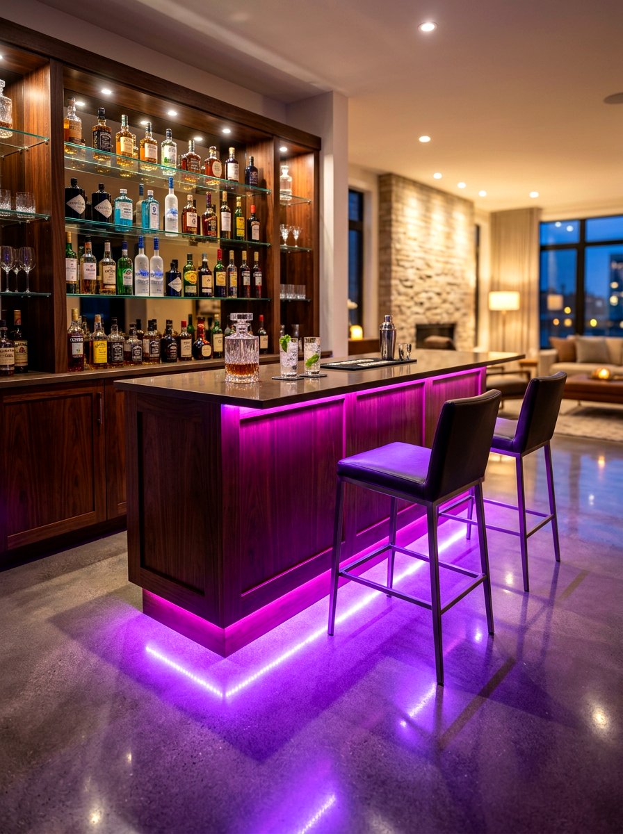 RGB Accent Cabinet Lighting - 30 toe kick lighting ideas