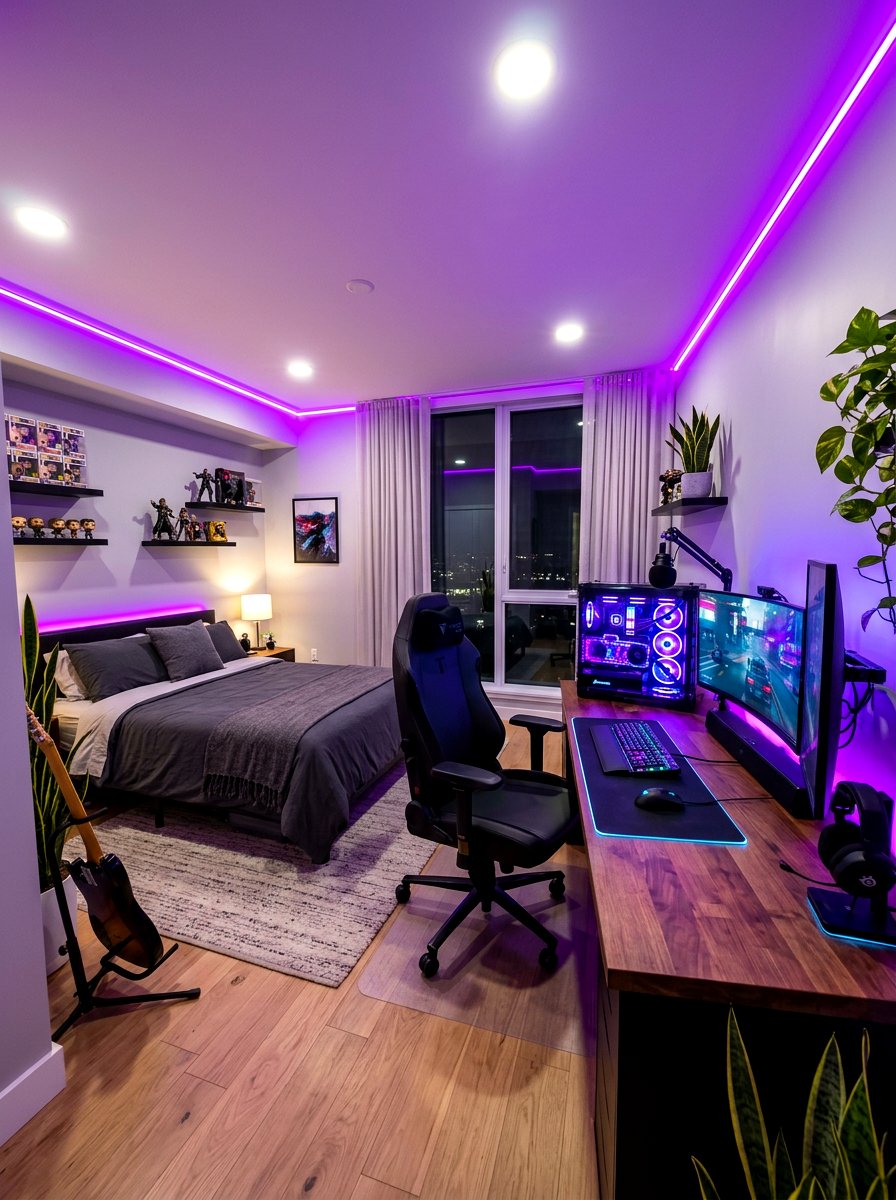 RGB Lighting Setup - 30 gamer bedroom ideas