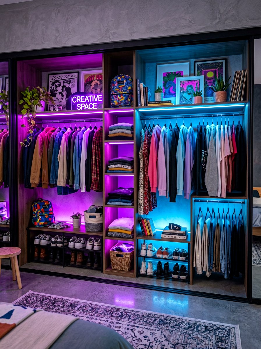 RGB color closet light - 30 closet lighting ideas