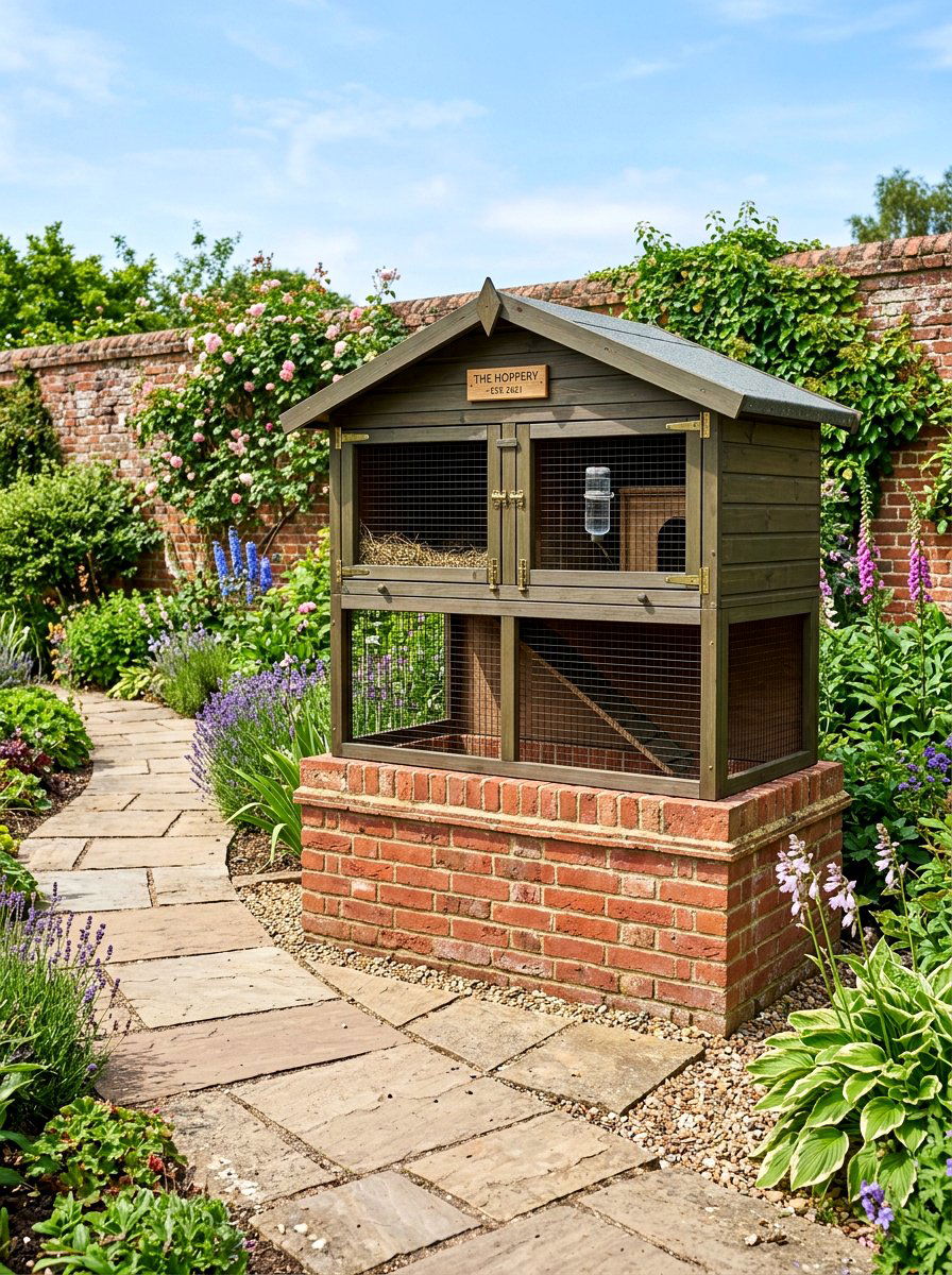 Rabbit hutch with brick foundation - 30 rabbit hutch garden ideas