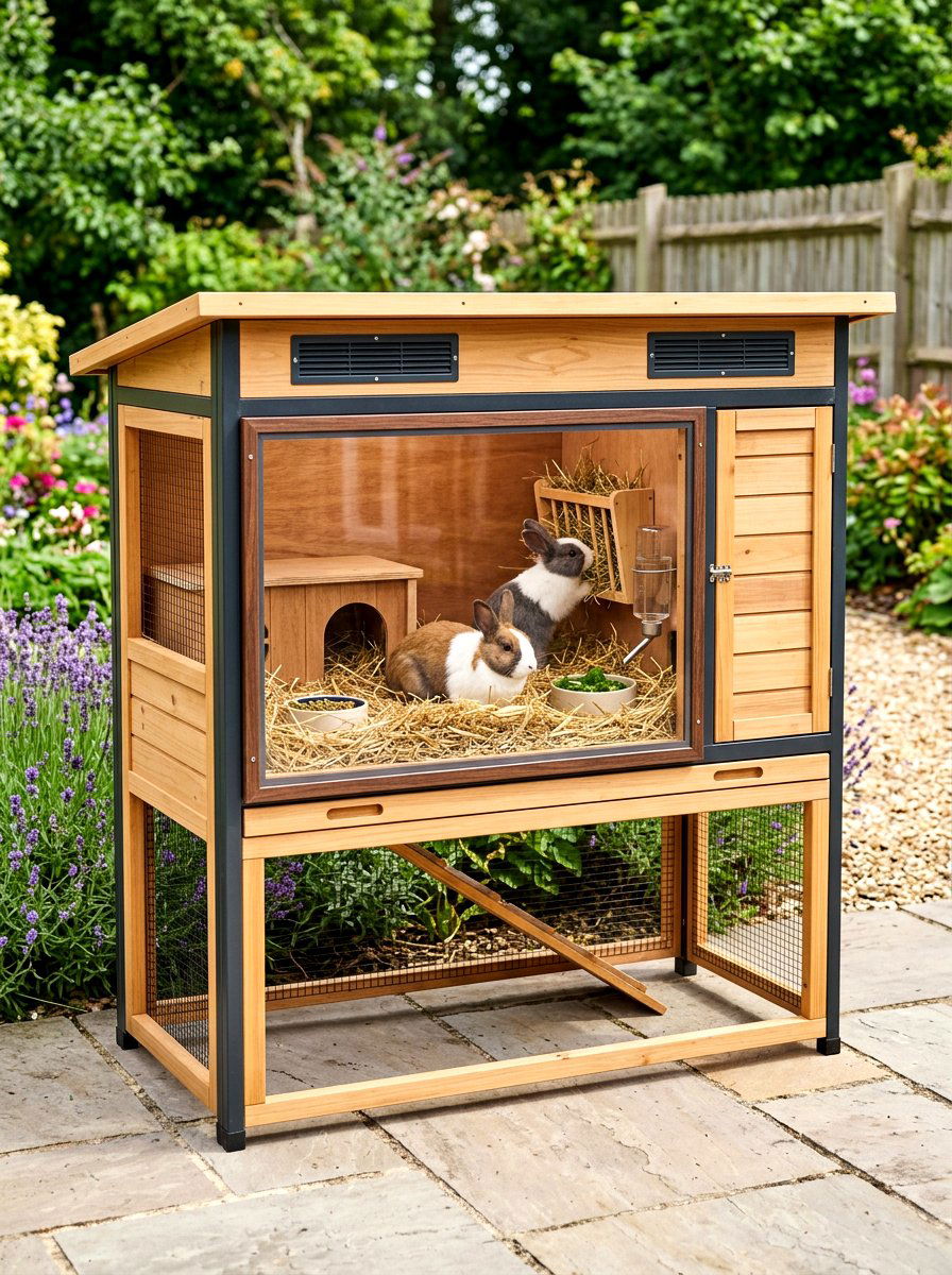 Rabbit hutch with viewing window - 30 rabbit hutch garden ideas