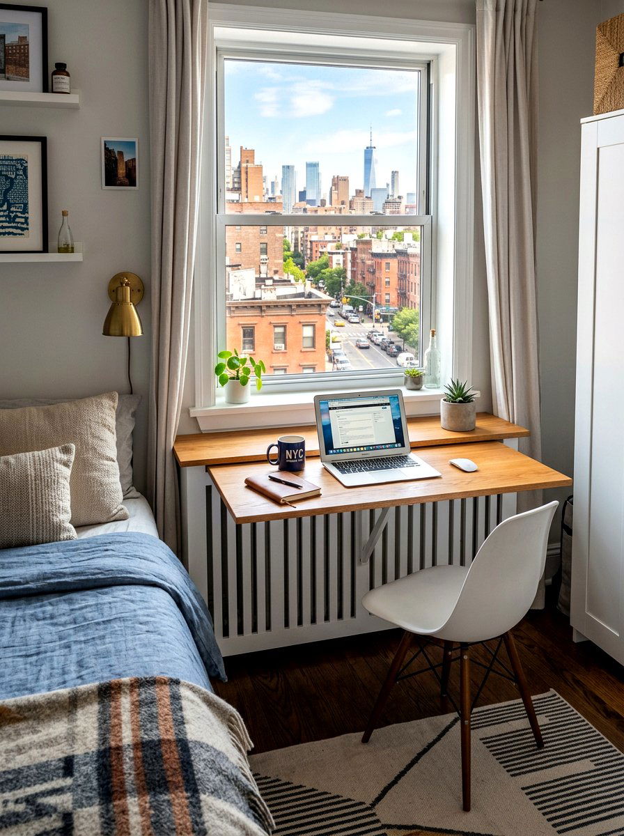 Radiator Cover Folding Desk - 30 fold down desk apartment ideas