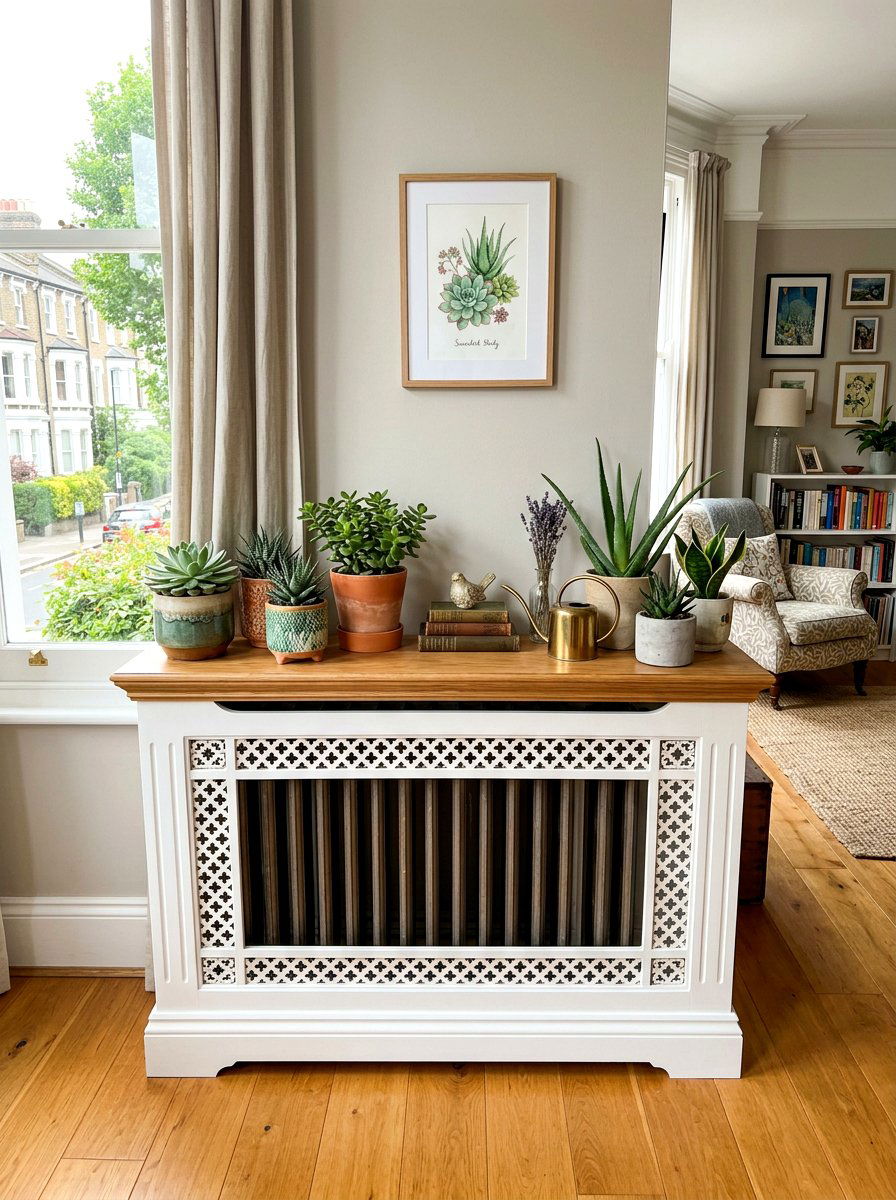 Radiator Shelf Cover - 30 apartment plant shelf ideas