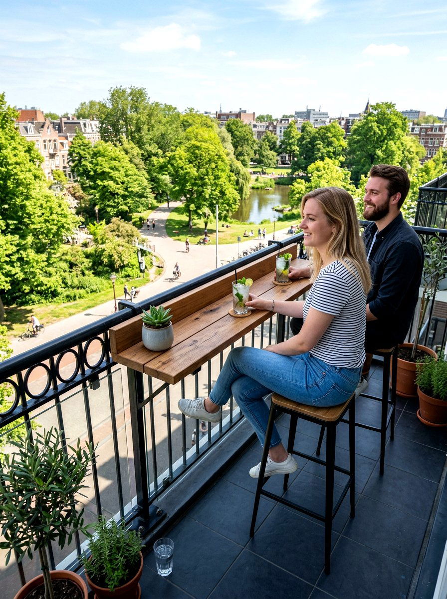 Railing Balcony Table - 30 patio date night ideas