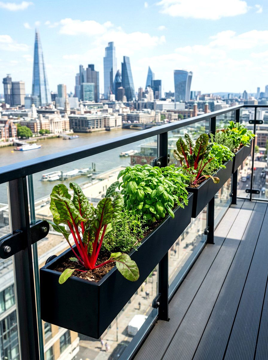 Railing Herb Box - 30 patio herb garden ideas