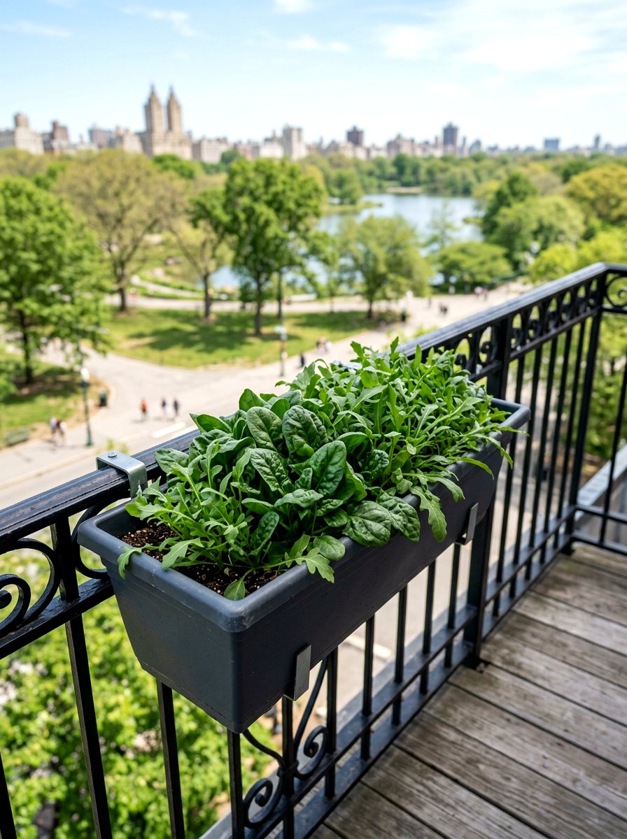 Railing Planter Salad Greens - 30 container vegetable garden ideas