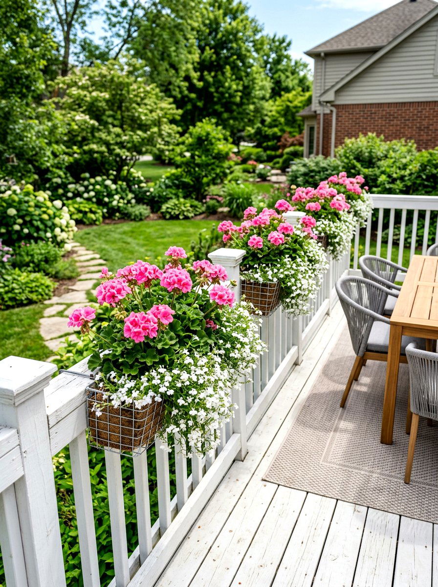 Railing flower boxes - 30 deck planter ideas