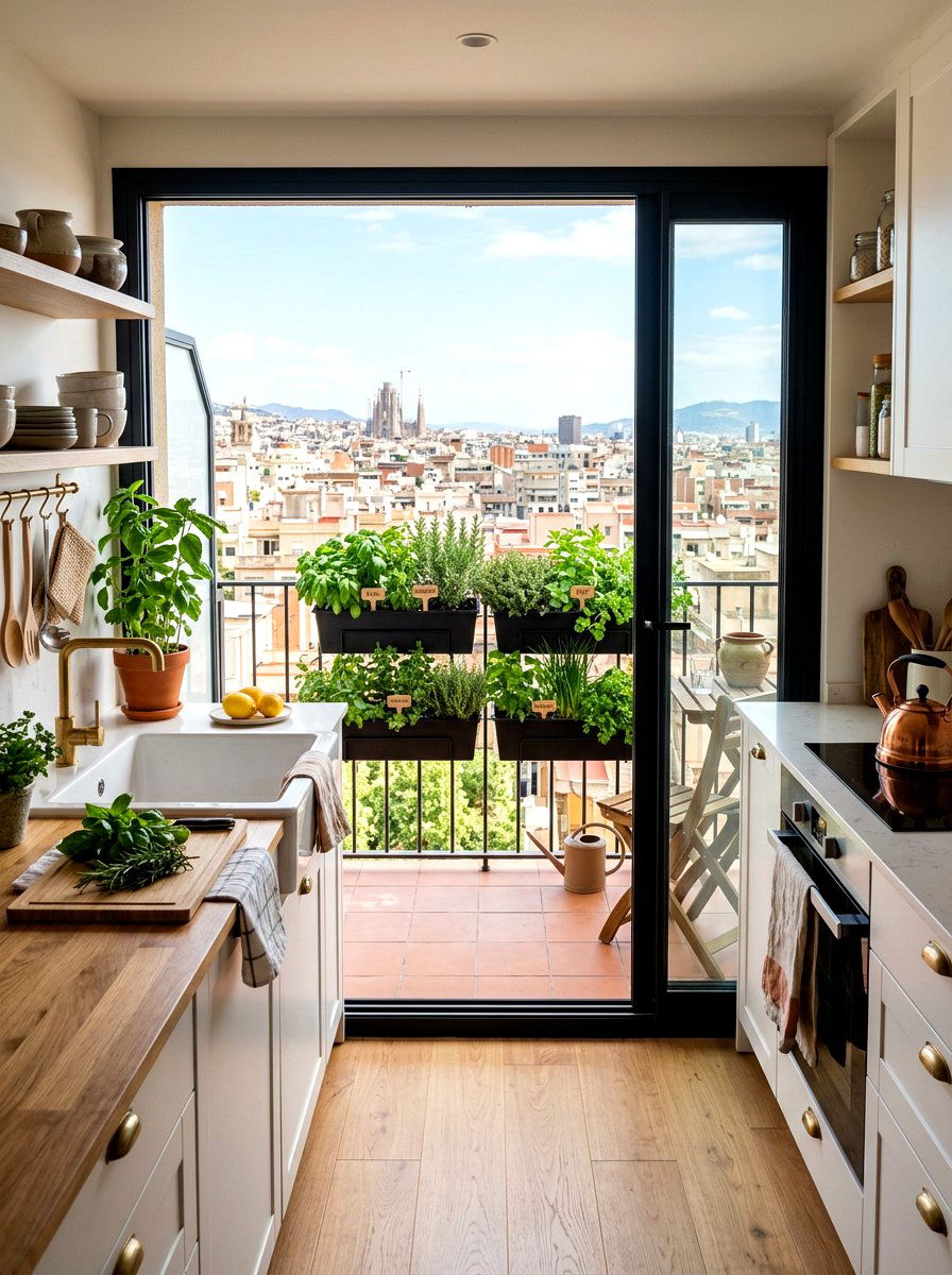 Railing herb garden balcony - 30 kitchen herb garden ideas