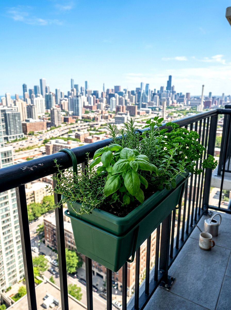 Railing herb planter - 30 herb garden planter ideas