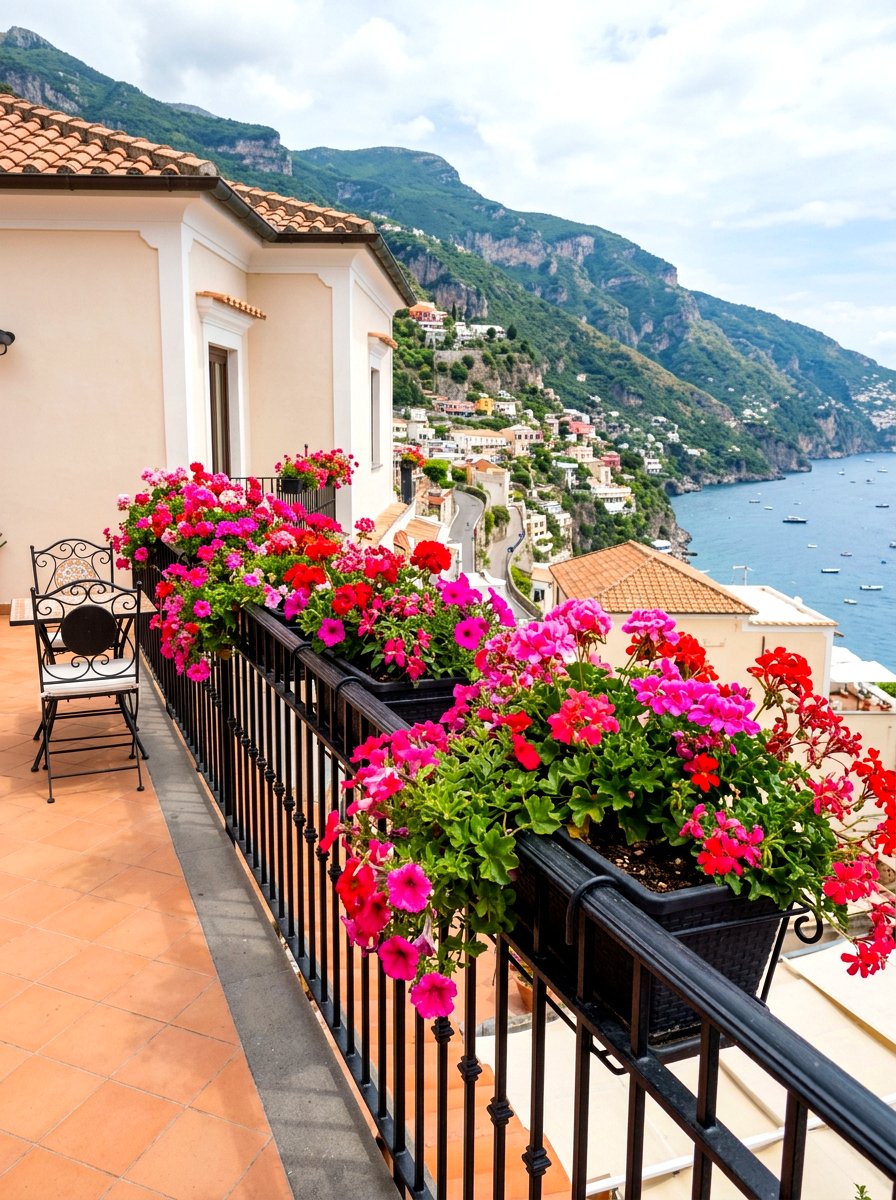 Railing planter boxes - 30 city terrace decor ideas