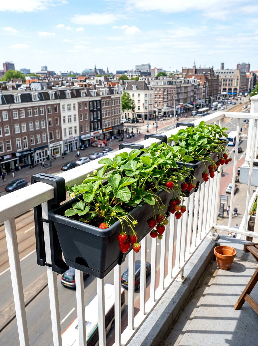 Railing strawberry planter - 30 strawberry planter ideas