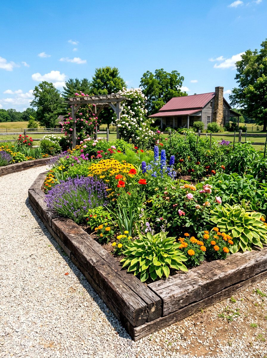 Railroad Tie Edging - 30 flower bed edging ideas
