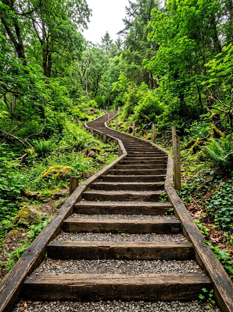 Railroad Tie Hillside Stairs - 30 sloped yard landscaping ideas
