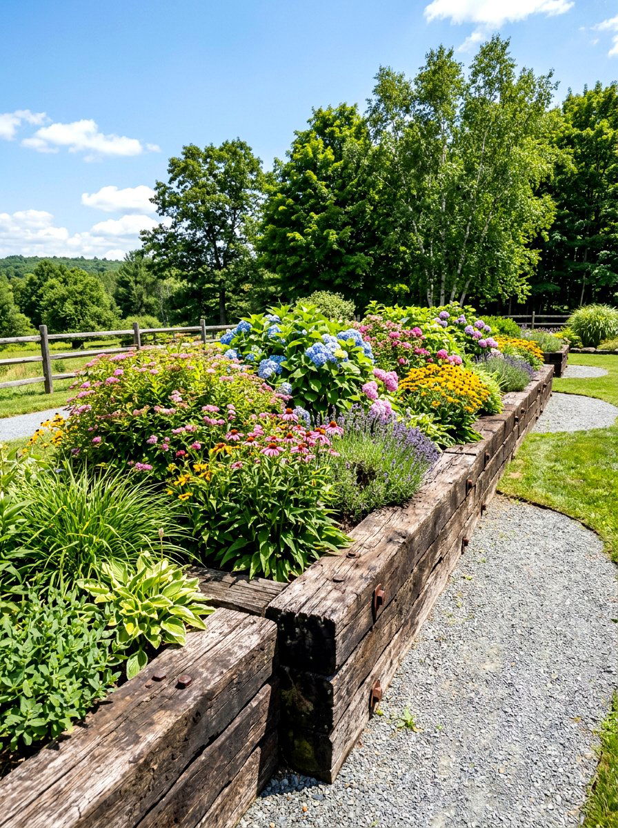 Railroad Tie Raised Flower Bed - 30 raised flower bed ideas
