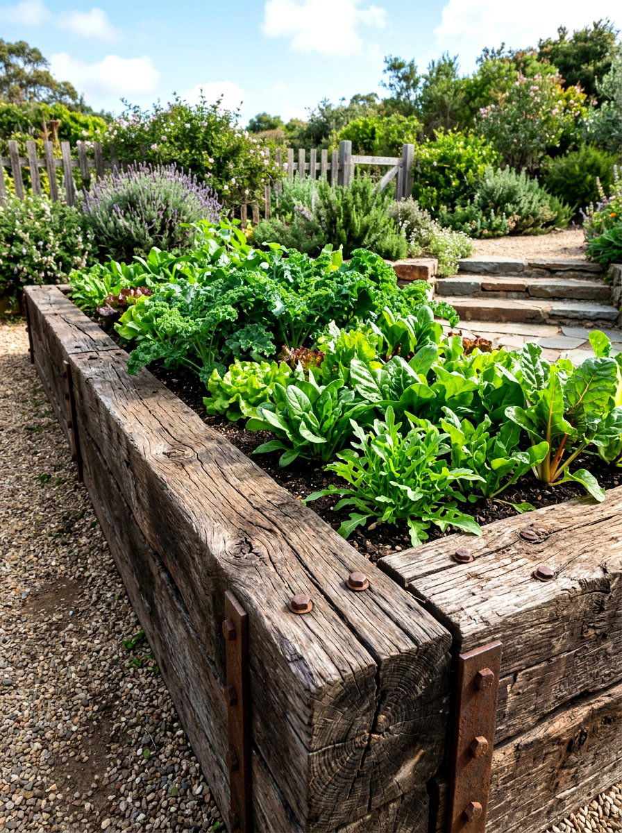 Railroad sleeper border - 30 garden edging ideas