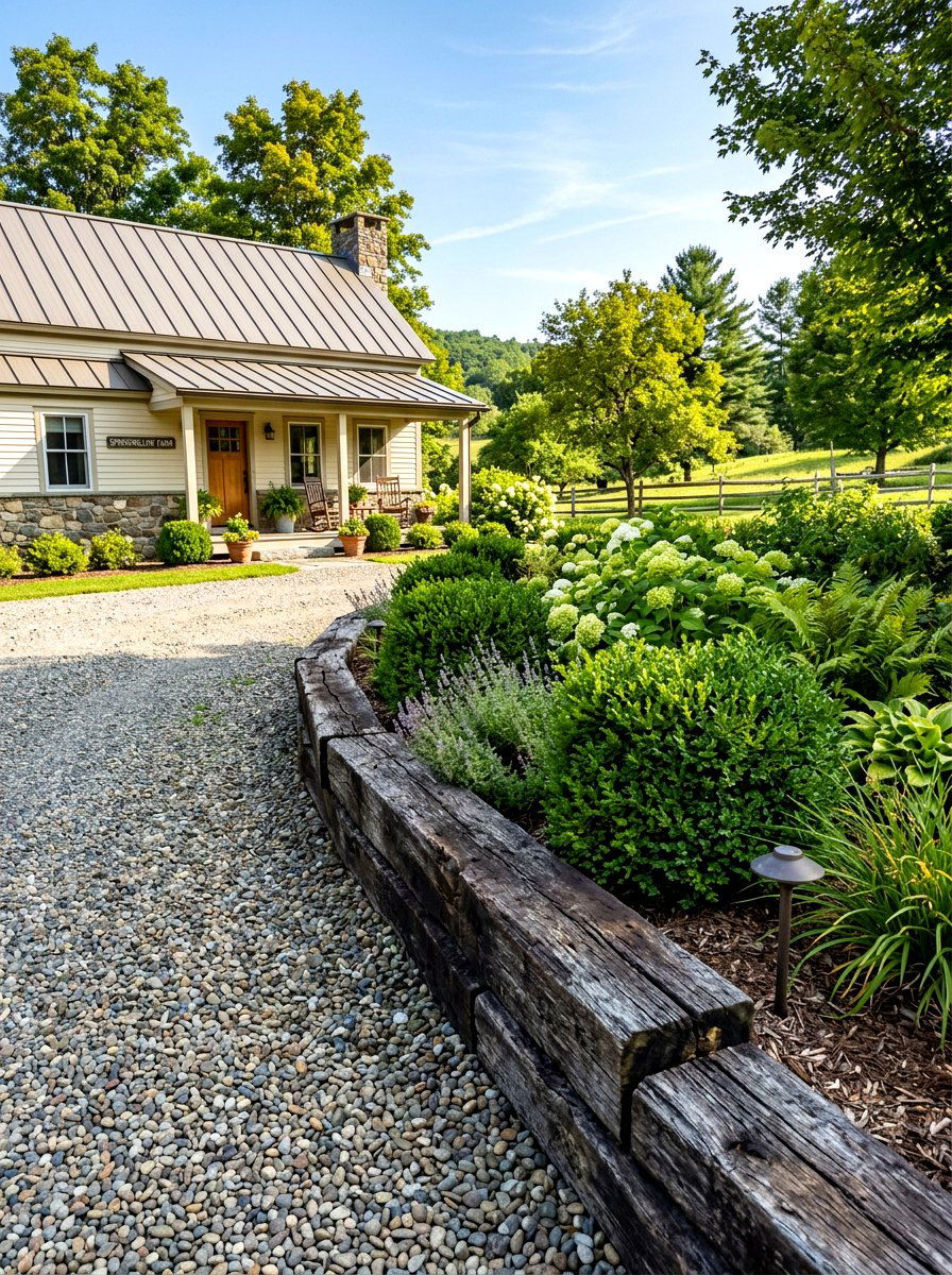 Railroad tie edging - 30 front yard edging ideas