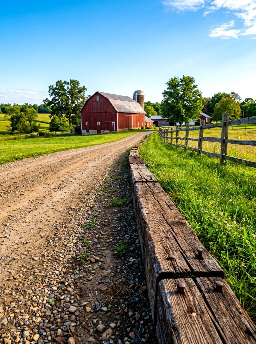 Railroad tie edging - 30 driveway edging ideas