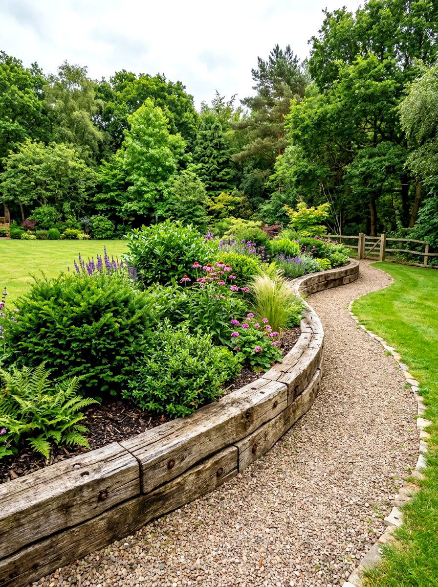 Railway Sleeper Garden Bed - 30 raised bed border ideas