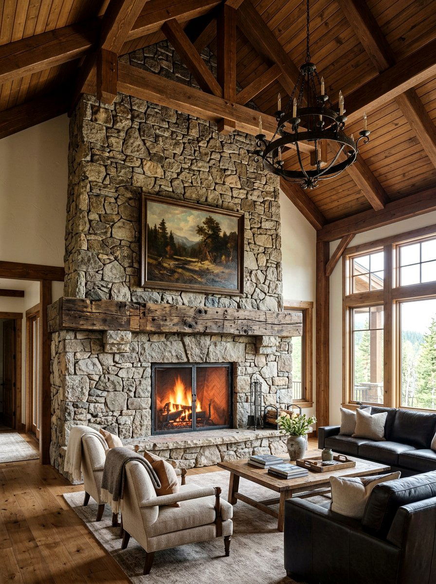 Railway Sleeper Mantel - 30 wood mantel beam ideas