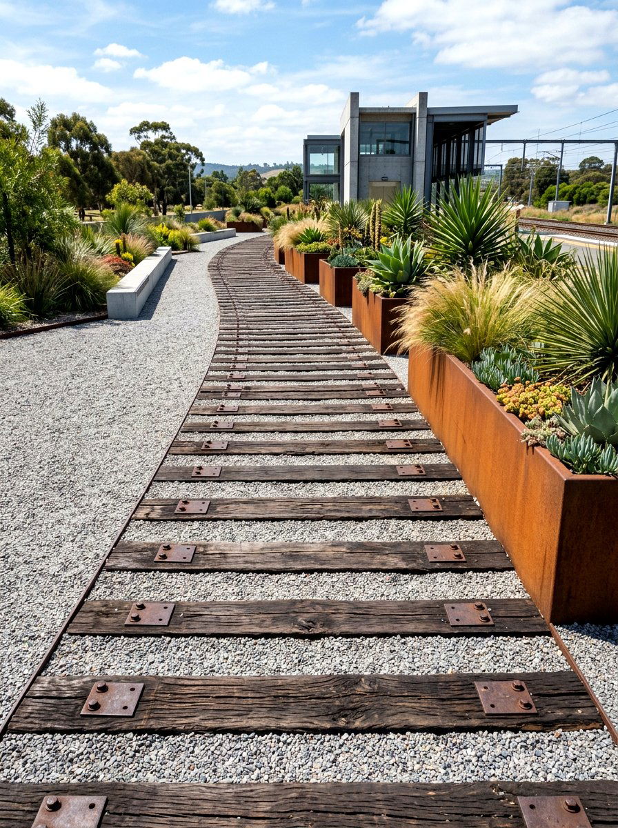Railway Sleeper Path - 30 garden path ideas