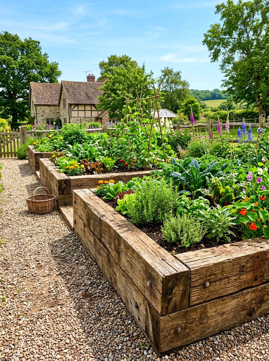 Railway Sleeper Wall - 30 garden wall ideas
