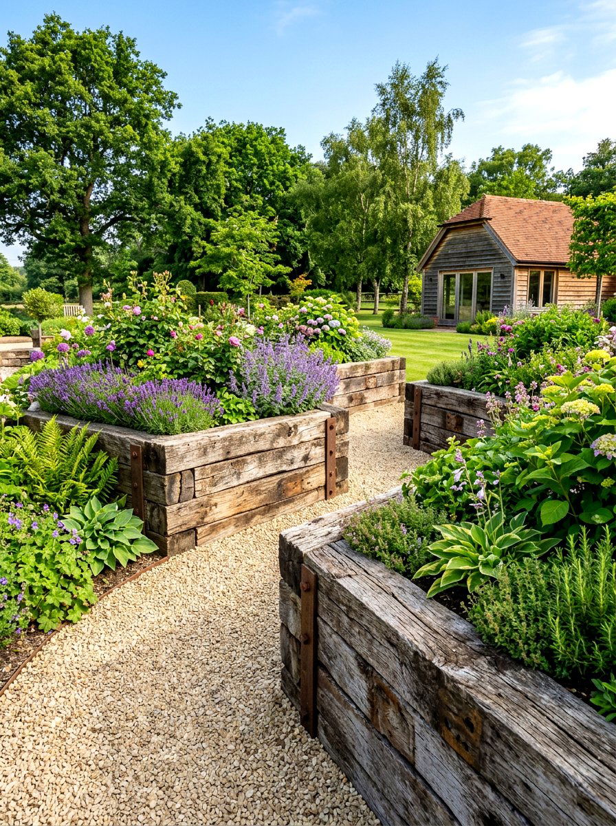 Railway sleepers - 30 vegetable garden border ideas