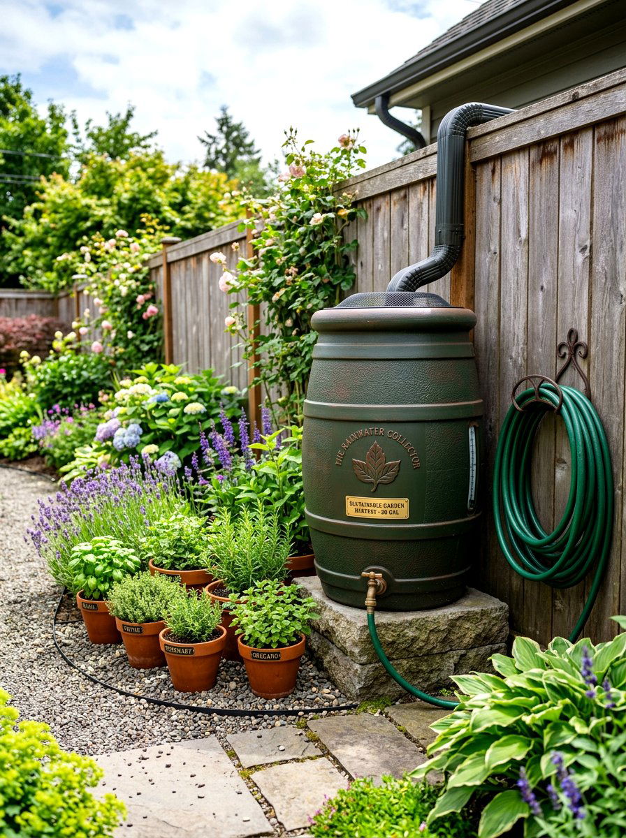 Rain Barrel - 30 drought friendly backyard ideas