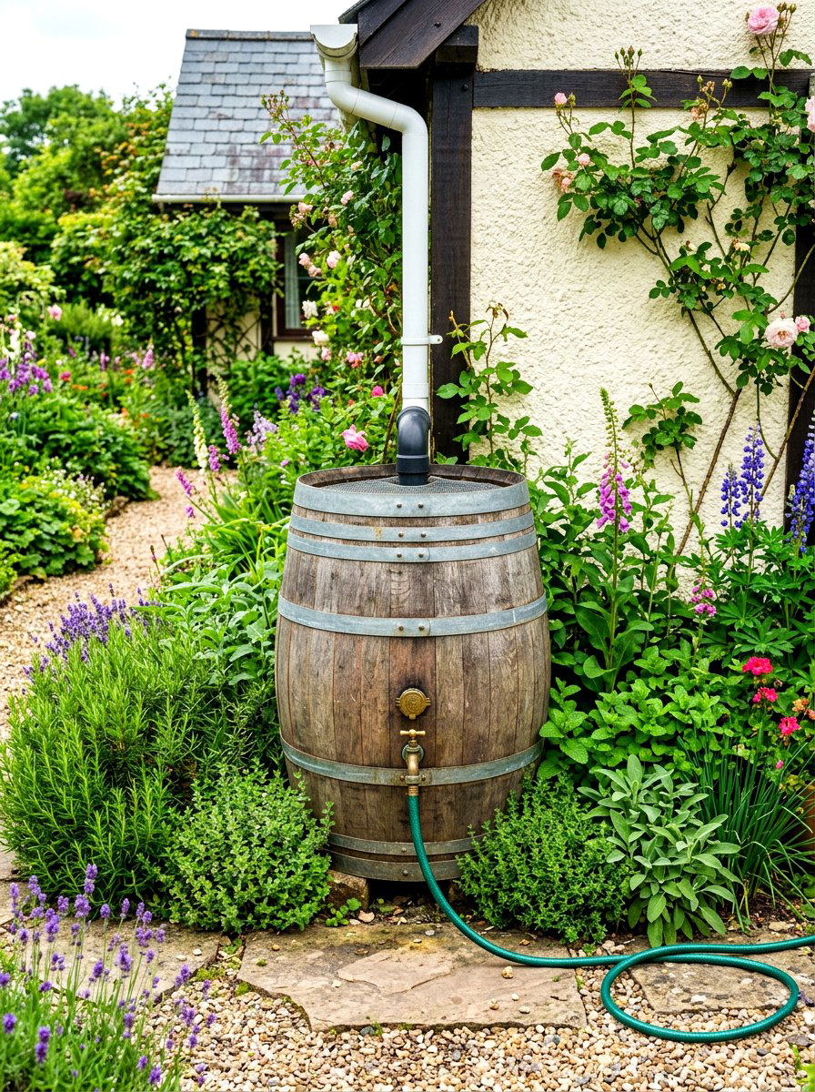 Rain Barrel - 30 herb garden watering ideas