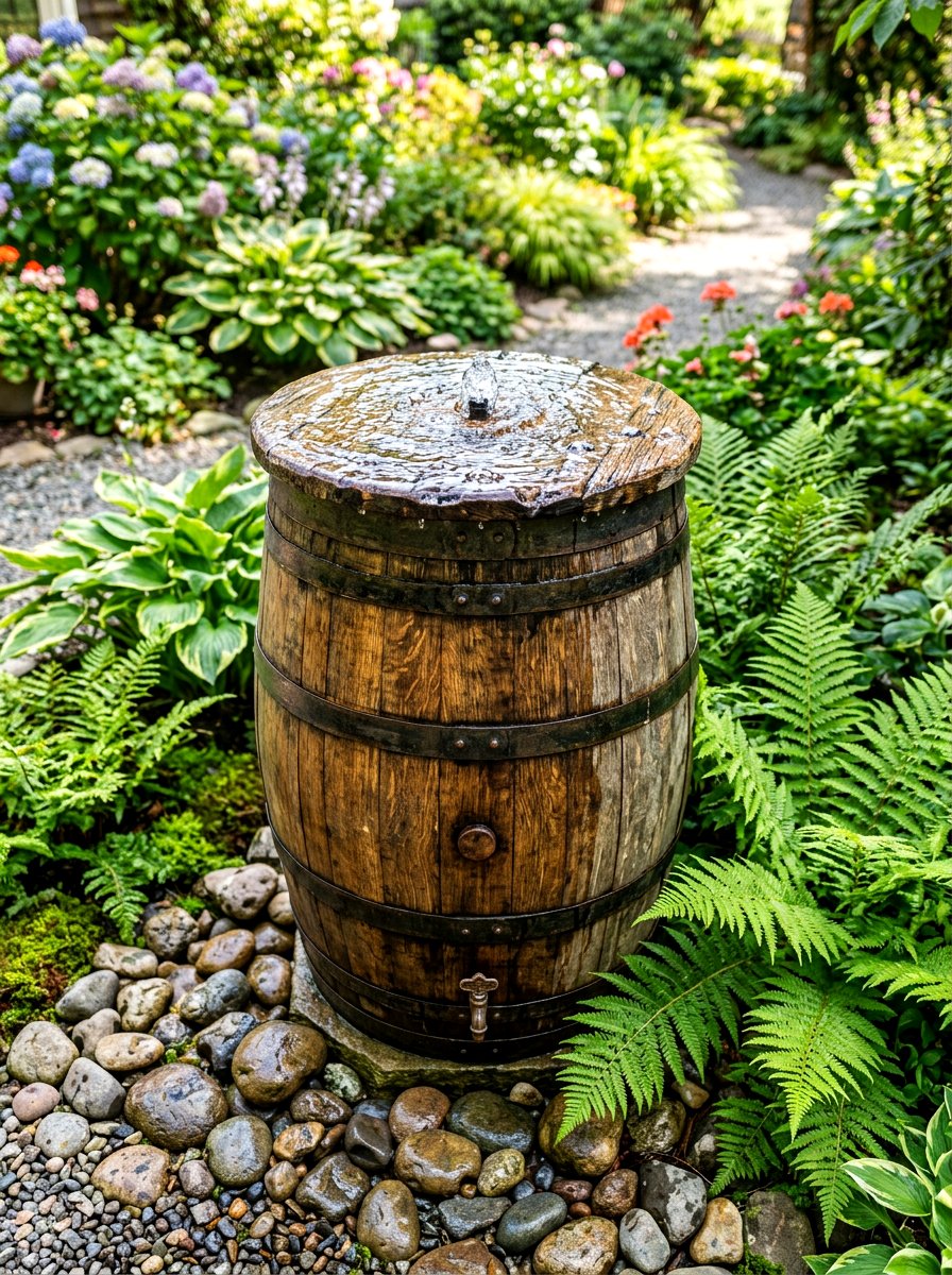 Rain Barrel Water Feature - 30 budget patio ideas