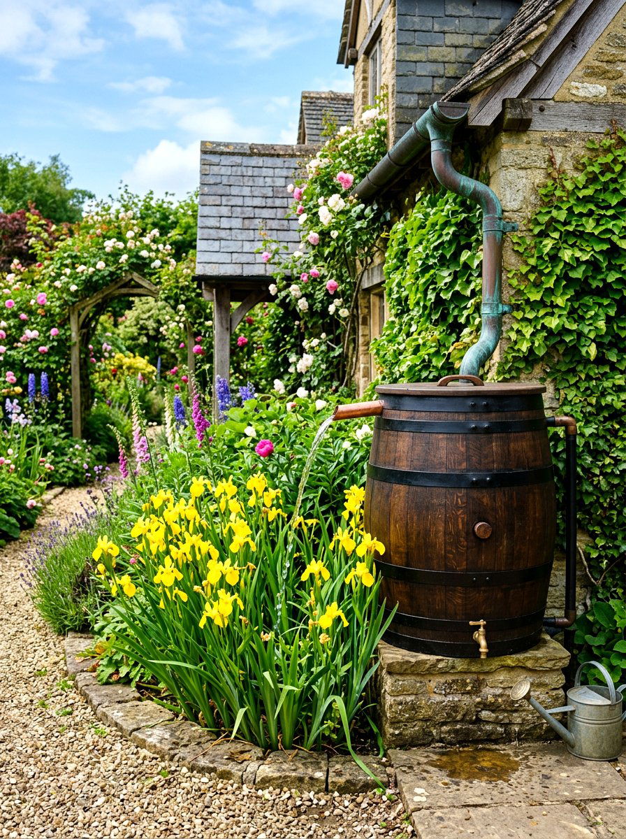 Rain Barrel Water System - 30 rainwater garden ideas