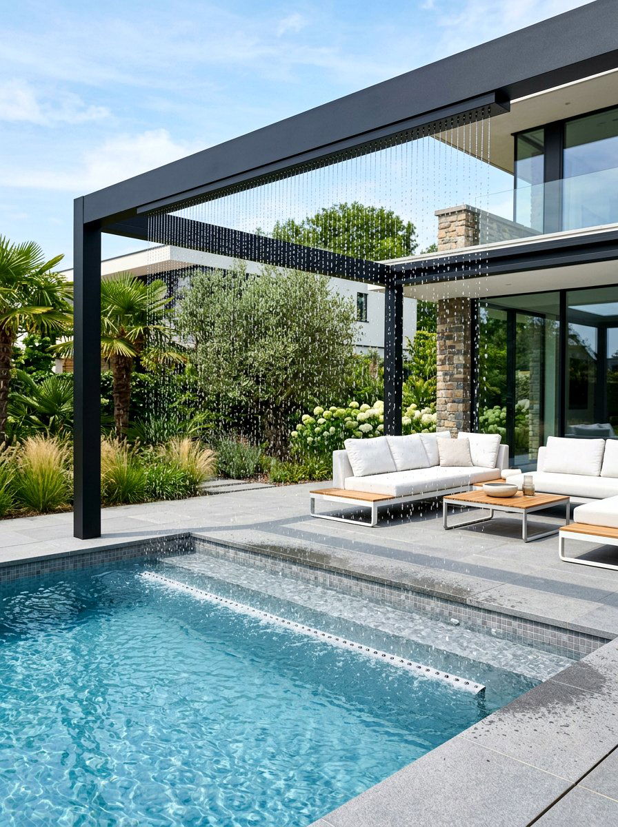 Rain Curtain Pool Waterfall - 30 pool waterfall ideas