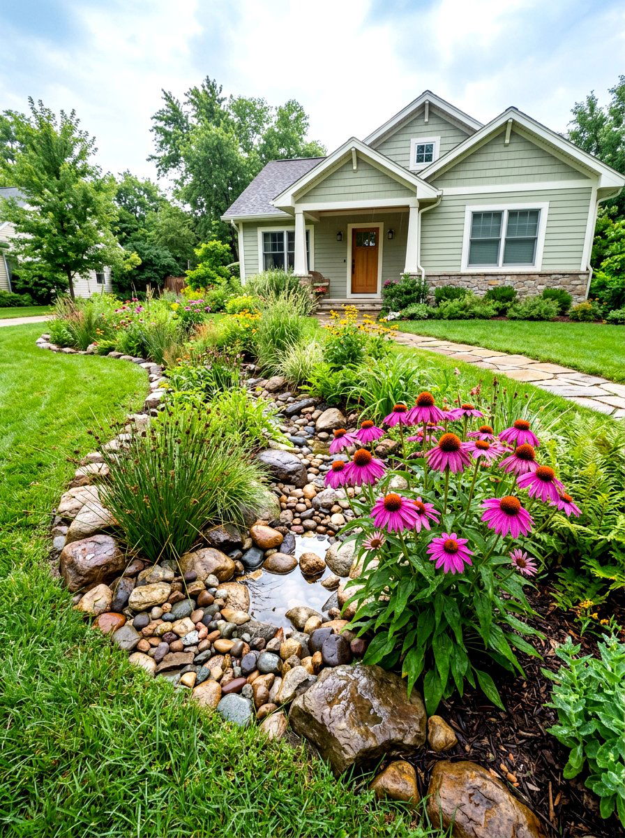 Rain Garden - 30 drought tolerant front yard ideas