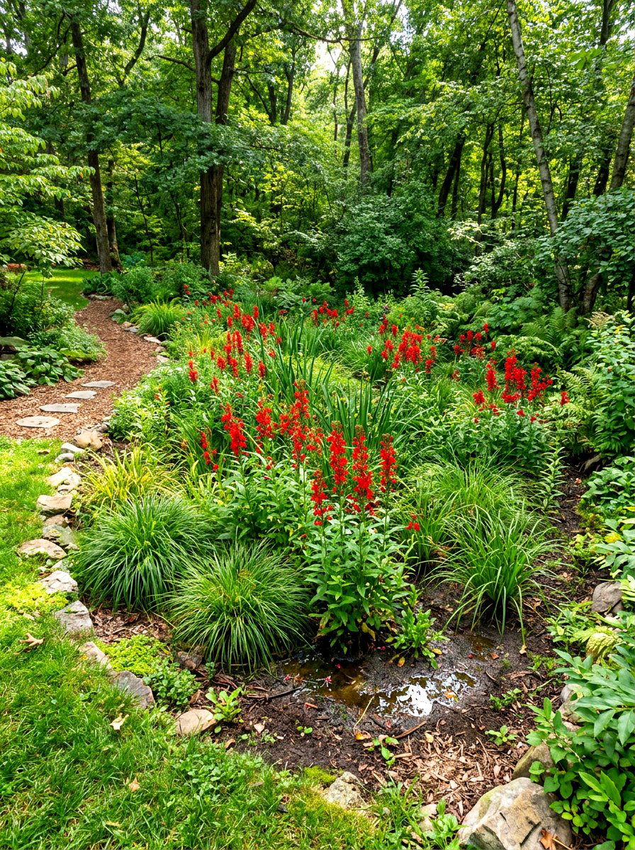 Rain Garden - 30 woodland backyard landscaping ideas